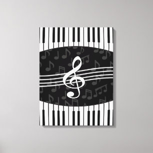 Toile La musique élégante note des clés de clef triple