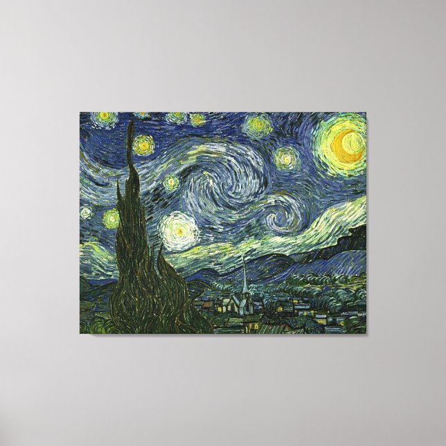 Toile La nuit étoilée de Vincent van Gogh (1889) (Recto)