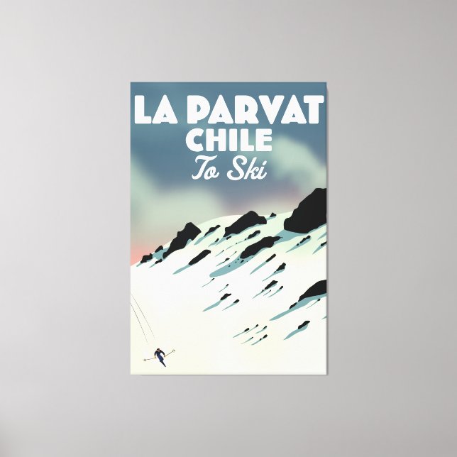 Toile La Parvat Chili art retro ski. (Recto)