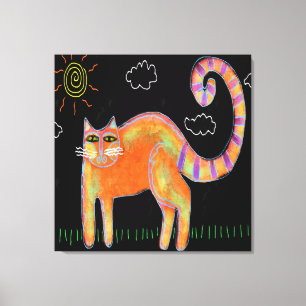 Toile La peinture Abstraite au soleil sur le chat orange
