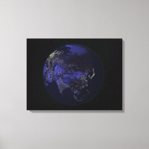 Toile La pleine terre la nuit montrant des lumières de