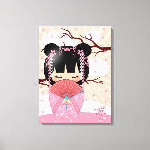 Toile La poupée rêveuse 18" de Kokeshi x 24" a envelop