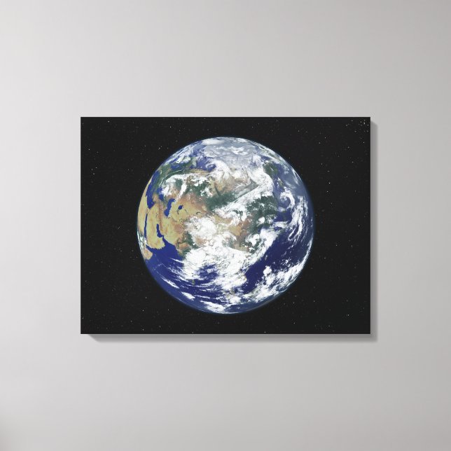 Toile La Terre entièrement éclairée centrée sur l'Asie (Recto)
