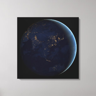 Toile La Terre s'illumine la nuit en Asie et en Australi