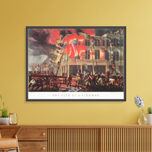 Toile La vie d'un pompier, pompiers vintage luttant cont