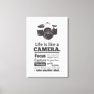Toile La vie est comme une citation d'appareil-photo,