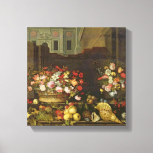 Toile La vie toujours avec des fleurs, des fruits et des