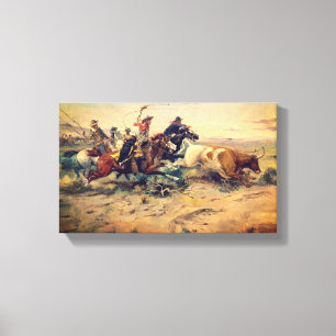 Toile L'Abandonneur de troupeau (par C. M. Russell, vers