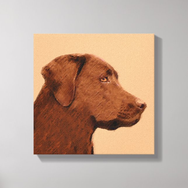 Toile Labrador Retriever (Chocolat) Peinture - Chien Art (Recto)