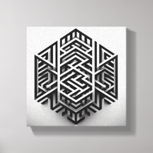 Toile Labyrinthe isométrique minimaliste moderne - Abstr