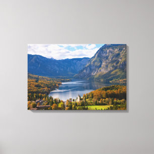 Toile Lac Bohinj en Slovénie en automne