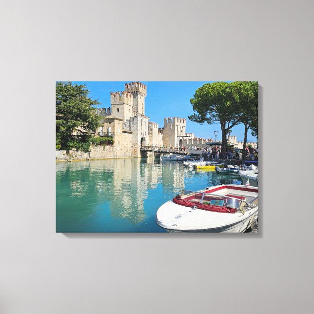 Toile Lac de Garde Sirmione Vue sur le château (Recto)