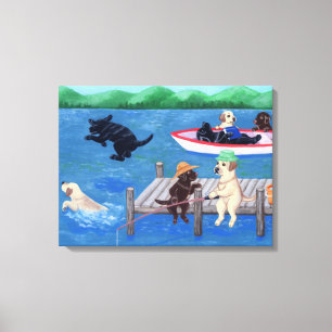 Toile Lac Fun Labradors Peinture