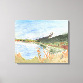 Toile Lac sauvage en automne Aquarelle :