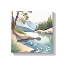 Lac Tahoe Sud | Paysage aquarelle