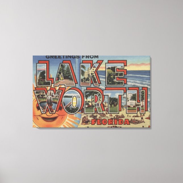 Toile Lac Worth, Floride - Scènes de grandes lettres (Recto)