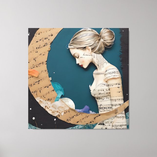 Toile Lady et le collage de la lune (Recto)