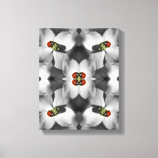 Toile Ladybug Sur La Fleur De Dogwood Nature Abstraite (Recto)