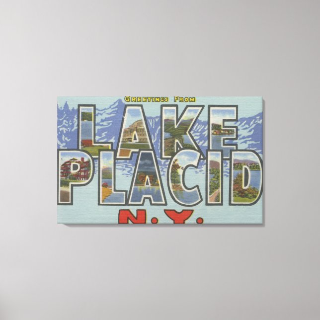 Toile Lake Placid, New York - Scènes à grandes lettres (Recto)