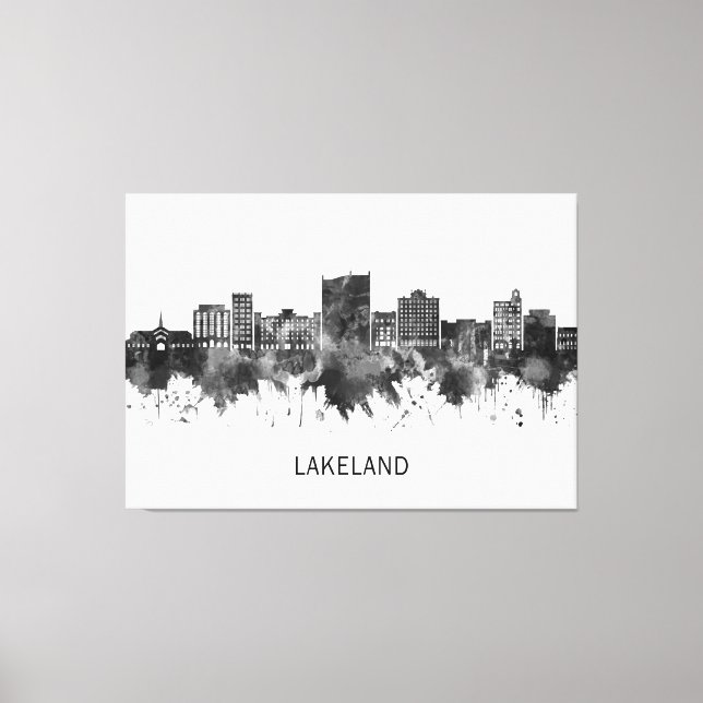 Toile Lakeland Florida Skyline BW (Recto)