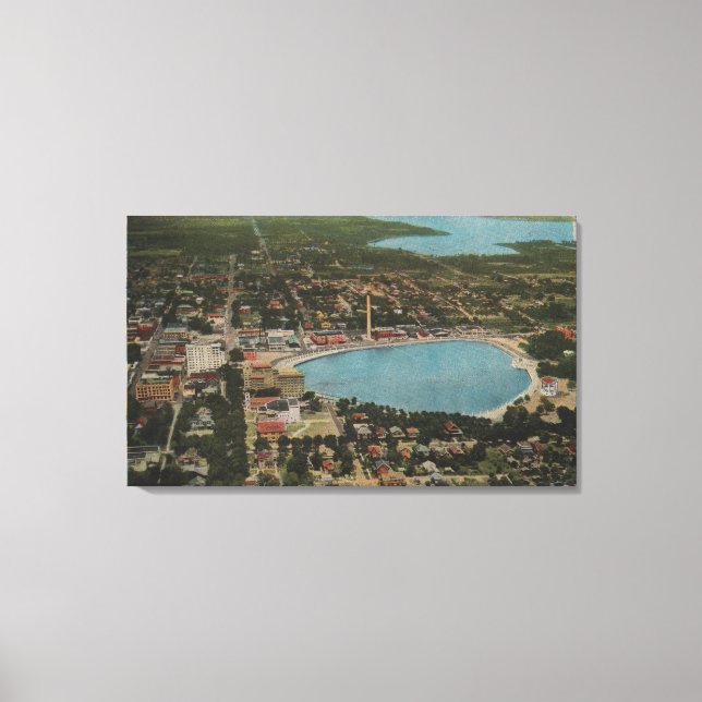 Toile Lakeland, Floride - Vue aérienne de la ville (Recto)
