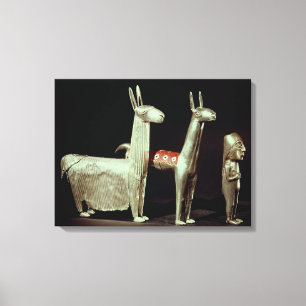 Toile Lama, alpaga et femme
