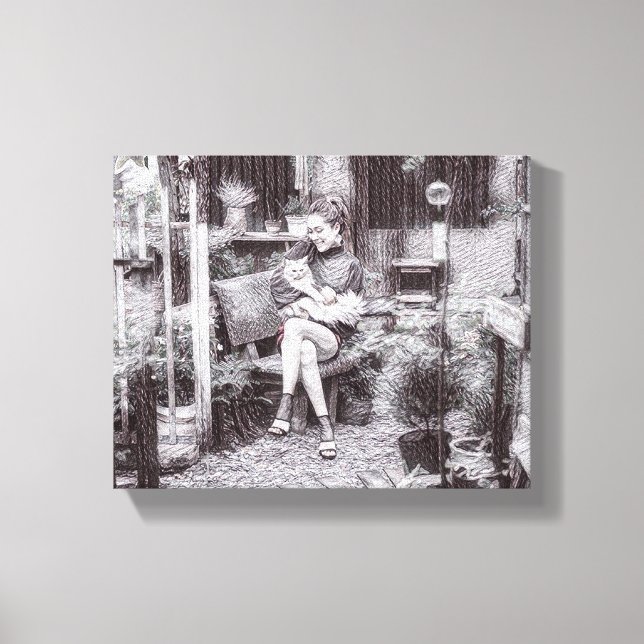 Toile "L'amour dans ses mains chat (Recto)