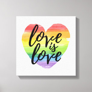 Toile L'amour est l'amour  Coeur d'aquarelle arc-en-ciel