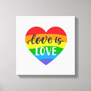 Toile L'amour est l'amour le coeur arc-en-ciel