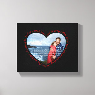 Toile L'amour est noir et rouge patients de coeur de