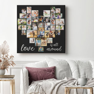 Toile L'amour est tout autour Collage de 36 photos en fo