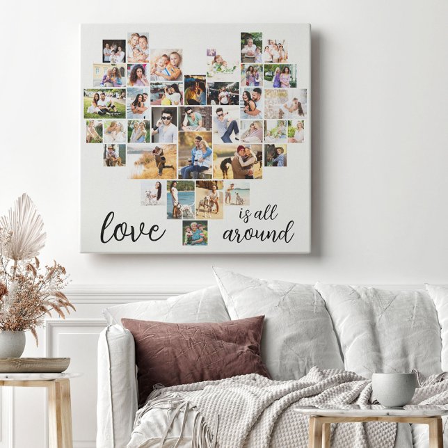 Toile L'amour est tout autour Forme cardiaque 36 Photo C (Créateur téléchargé)