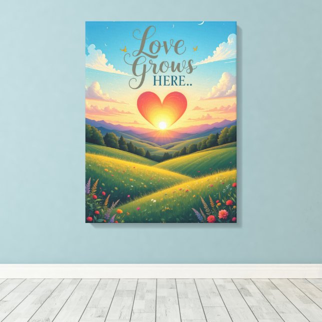 Toile L'amour grandit ici Art du cœur romantique  (Insitu (Plancher de Bois))