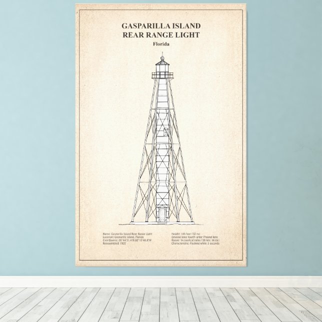 Toile Lampe arrière de l'île de Gasparilla - Floride - S (Insitu (Plancher de Bois))