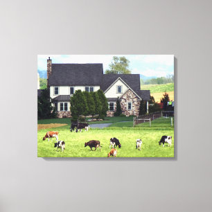 Toile Lancaster PA - Ferme familiale avec vaches en pâtu