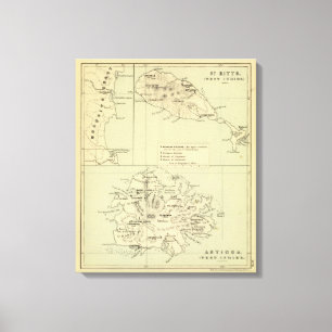 Toile L'Antigua a lithographié la carte