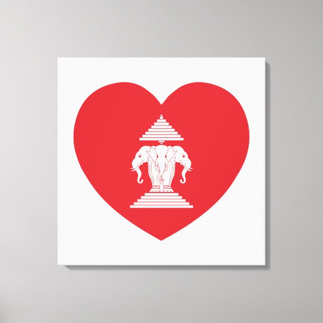 Toile Laotian Erawan 3 Tête Elephant Coeur Drapeau (Recto)