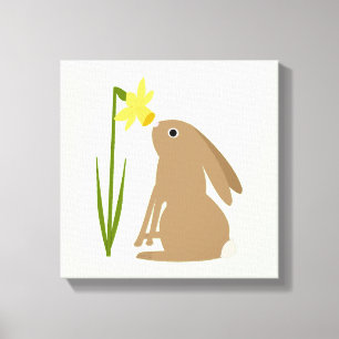 Toile Lapin de Pâques et fleur de jonquille
