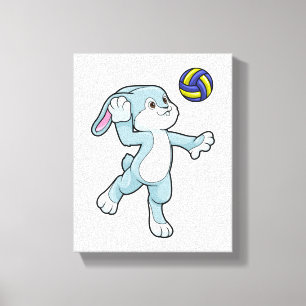 Toile Lapin en sport avec volleyball