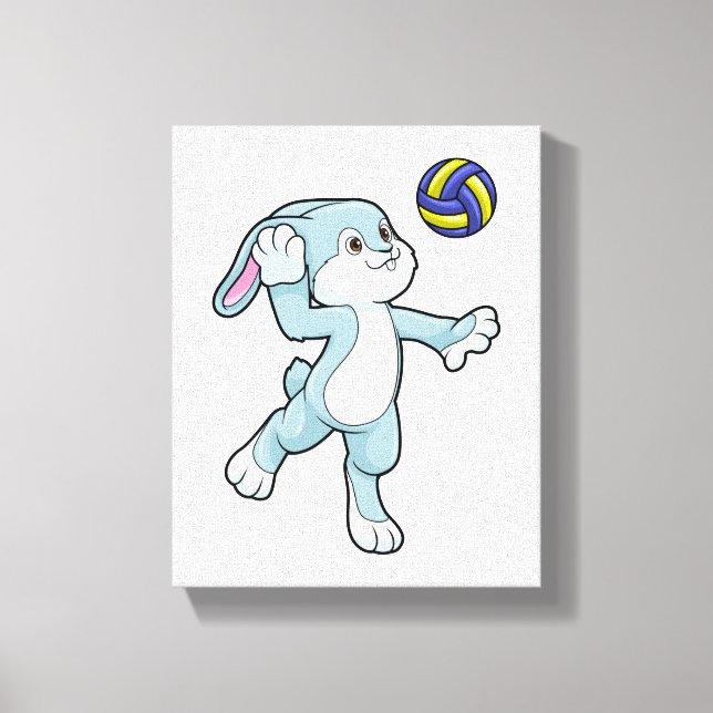 Toile Lapin en sport avec volleyball (Recto)