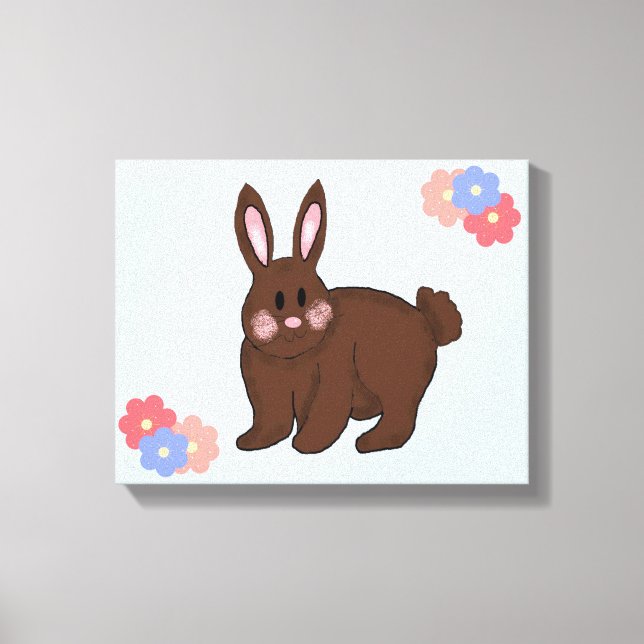 Toile Lapin mignon avec des fleurs (Recto)