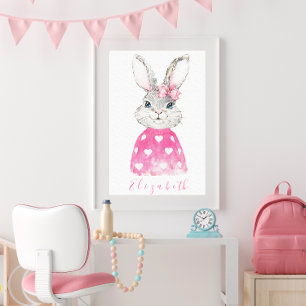 Toile Lapin personnalisé rose prépa coeur 