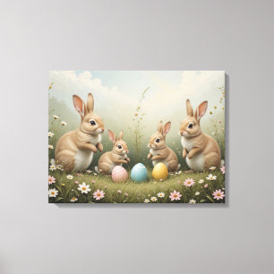 Toile Lapins de Pâques Fantaisistes dans une Prairie Rus