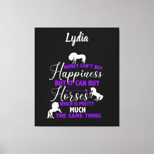 Toile L'argent peut acheter des chevaux violet personnal