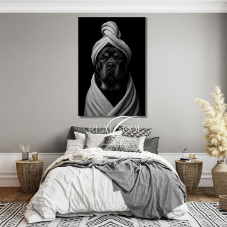 Toile L'art canin élégant de "Duke" en turban de serviet