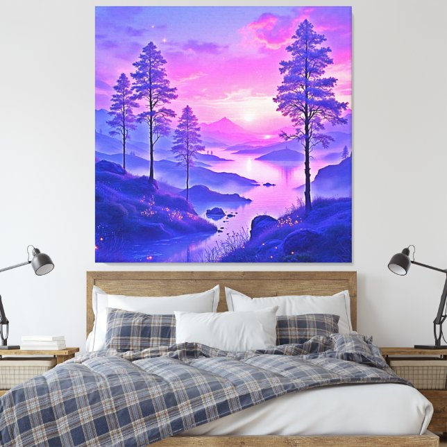 Toile L'art paysager du coucher de soleil violet (Insitu(Chambre))
