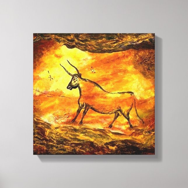 Toile Lascaux Peinture de Grotte préhistorique de Taurea (Recto)