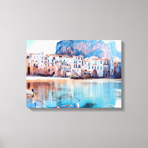 Toile ldp CEFALÙ - Sicile - plage - panorama