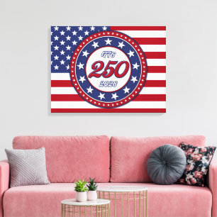 Toile Le 250e anniversaire de l'Amérique avec le drapeau