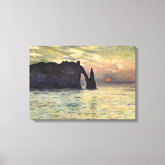 Toile Le Cliff Etretat, coucher de soleil de Claude Mone (Recto)